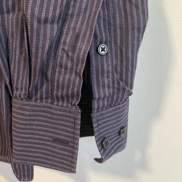Jones New York Purple  & Black Striped Button Up Dress Shirt - Picture 6 of 8